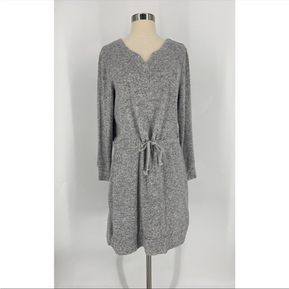 Soft Surroundings V-Neck Long Sleeve Drawstring Knit Dress - Picture 1 of 11